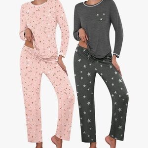 Charming Star and Heart Print Pajama Set